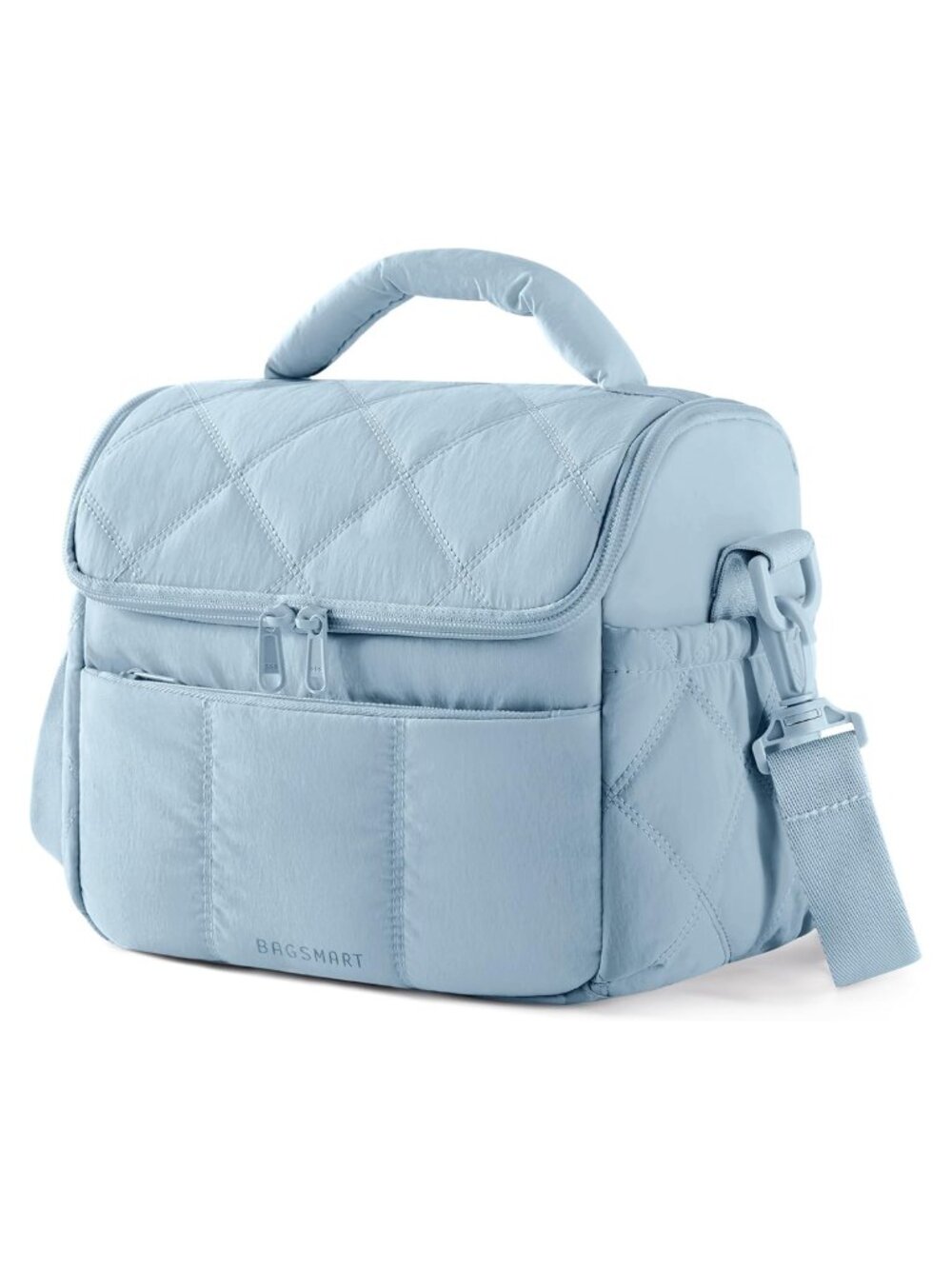 Insulated Quilted Lunch Bag Crossbody Tote PEVA Lining